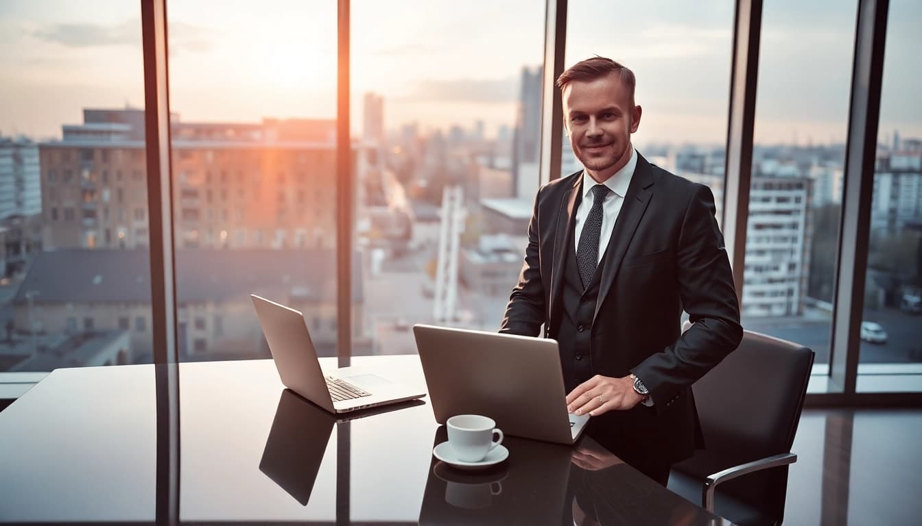 Ein Headhunter Leverkusen im modernen Büro, konzentriert auf die Rekrutierung von Talenten.