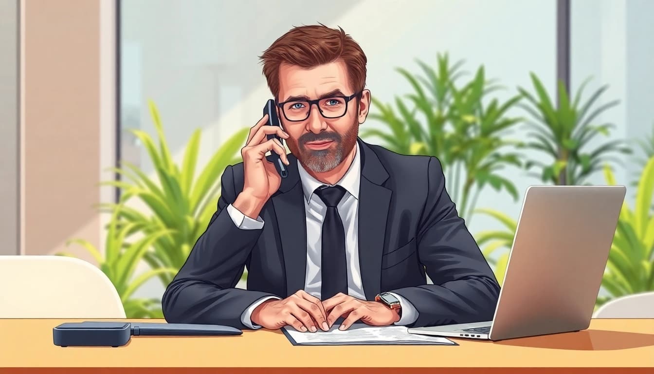 Headhunter Krefeld berät einen Kunden in einem modernen Büro.