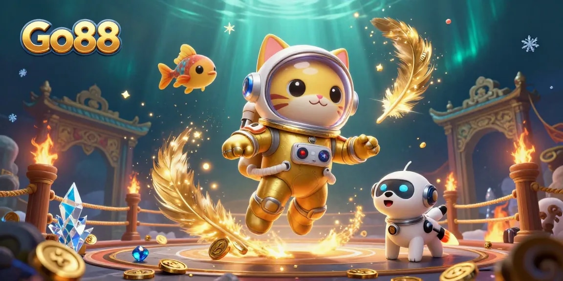Engage in exciting gameplay at Go88 with vibrant characters in a dynamic casino scene.
