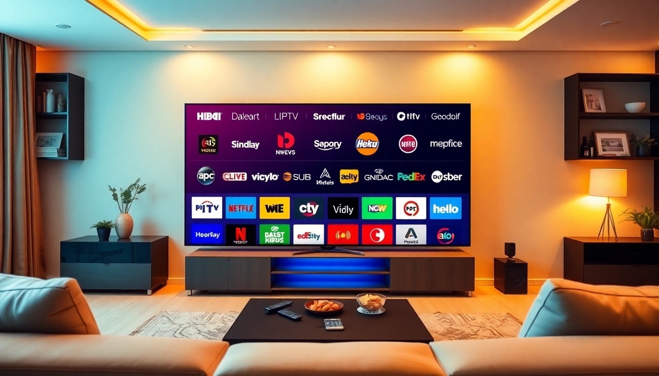 Stream high-quality content effortlessly with our IPTV kaufen service featuring a modern setup and multiple channel logos.