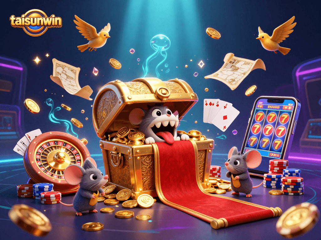 Engage in winning strategies with Taisunwin's vibrant casino scene, featuring dynamic game elements and treasures.