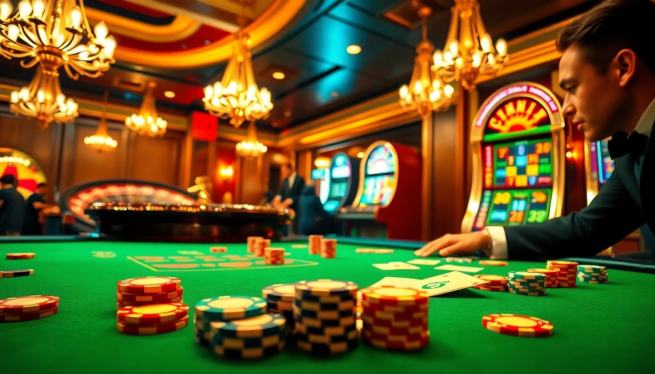 Experience thrilling casino action with CM88 at a luxurious poker table and roulette.