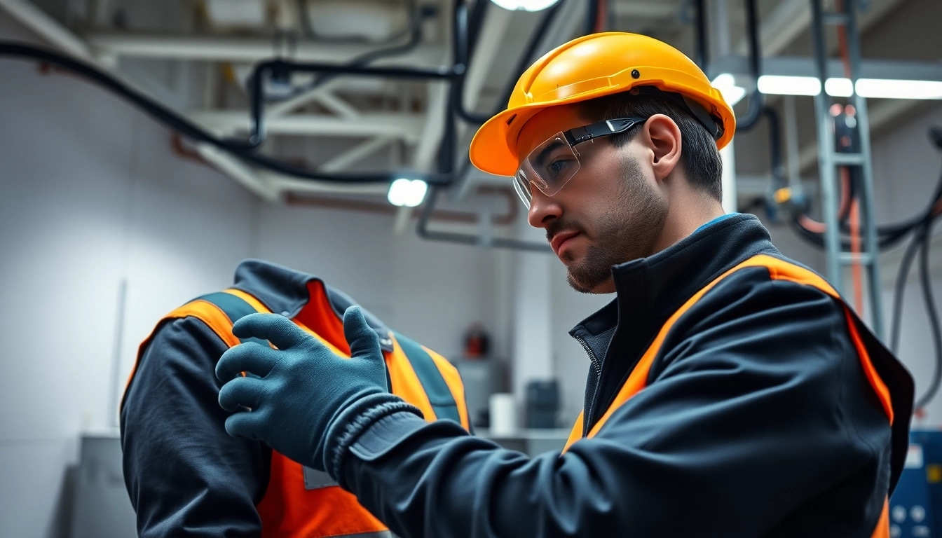 Electrician conducting a DGUV V3 Prüfung for workplace safety inspections.