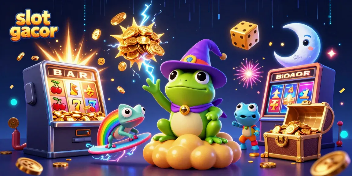 Experience winning moments with slot gacor as golden coins rain down from a vibrant, magical scene.