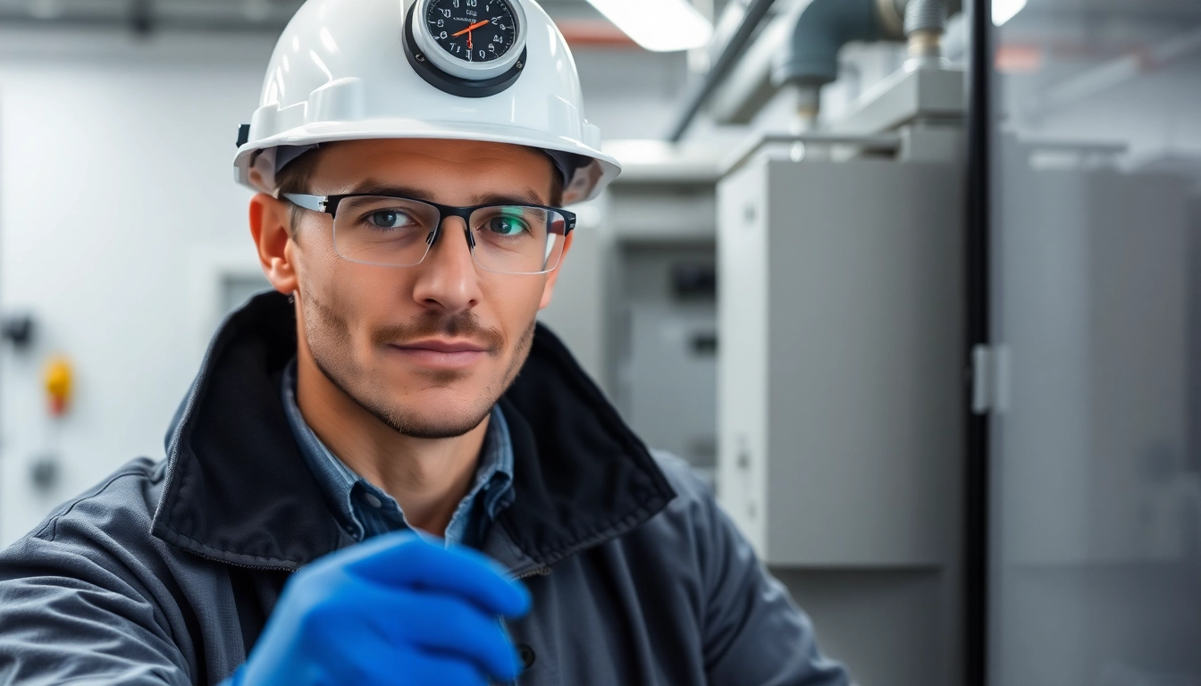 Technician conducting DGUV V3 Prüfung, ensuring safety in electrical equipment evaluation.
