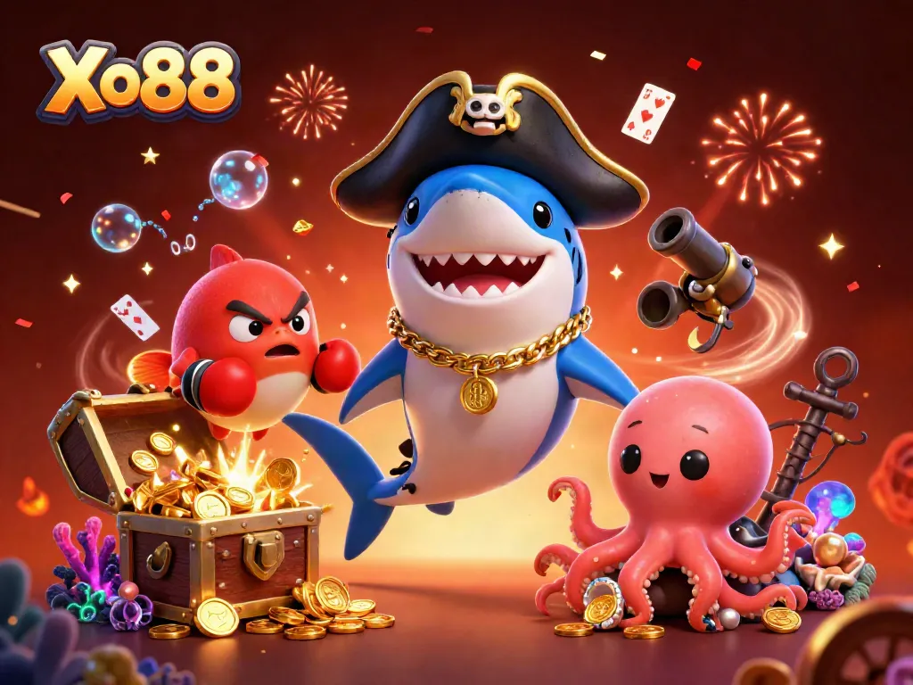 Experience Xo88's underwater adventure with vibrant characters and dazzling treasures.