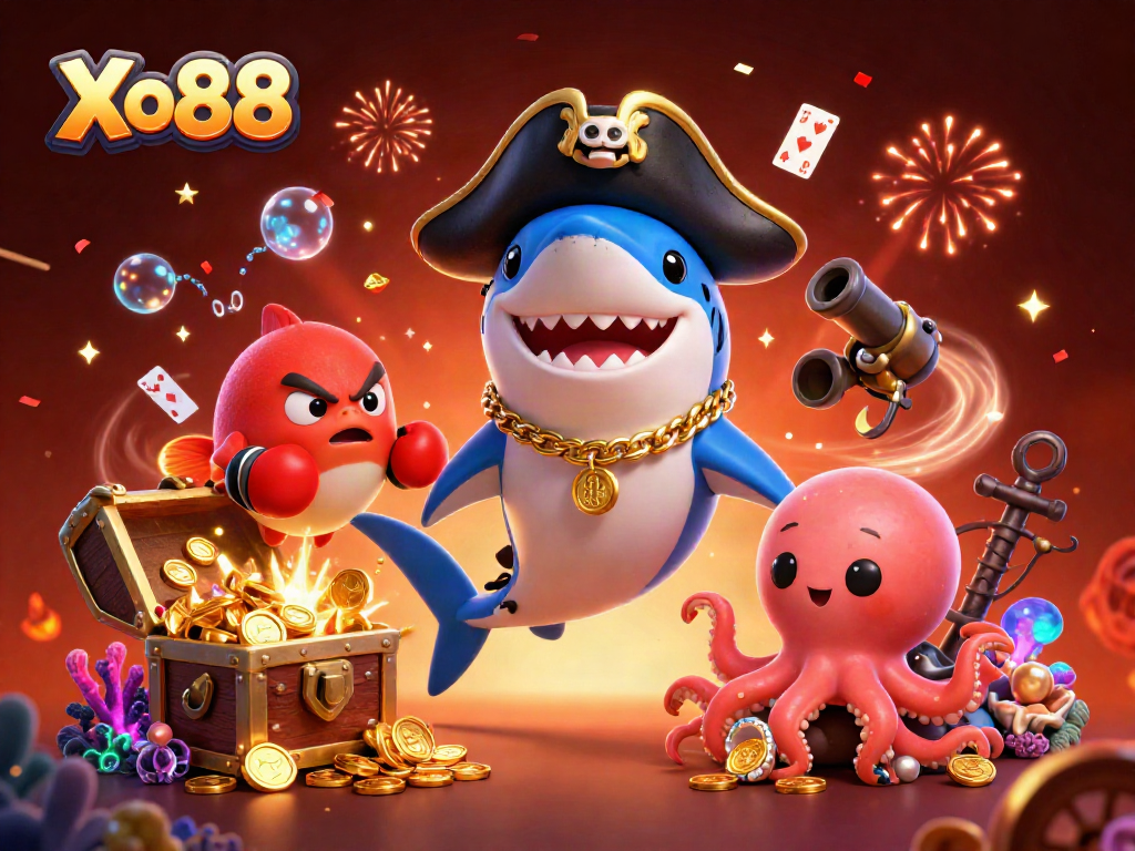 Experience Xo88's underwater adventure with vibrant characters and dazzling treasures.