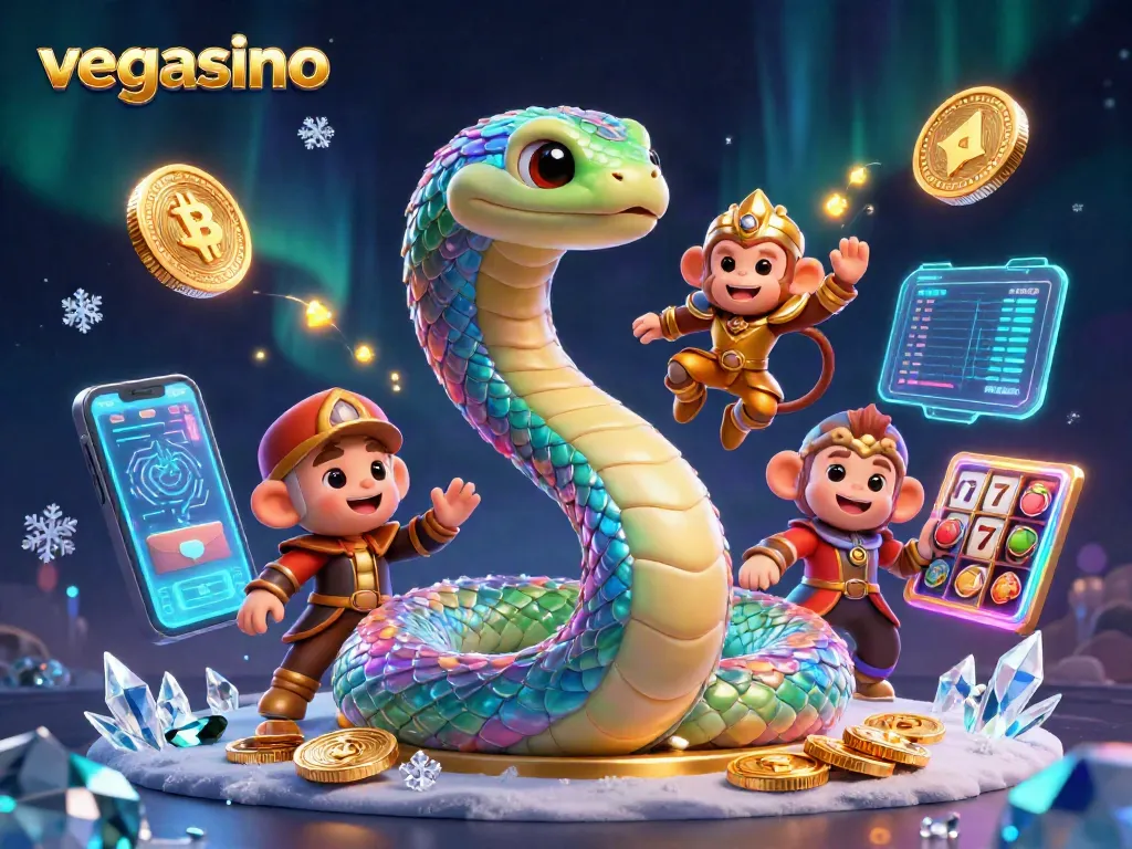 Experience the vibrant world of vegasino with a playful scene featuring colorful characters and casino elements.