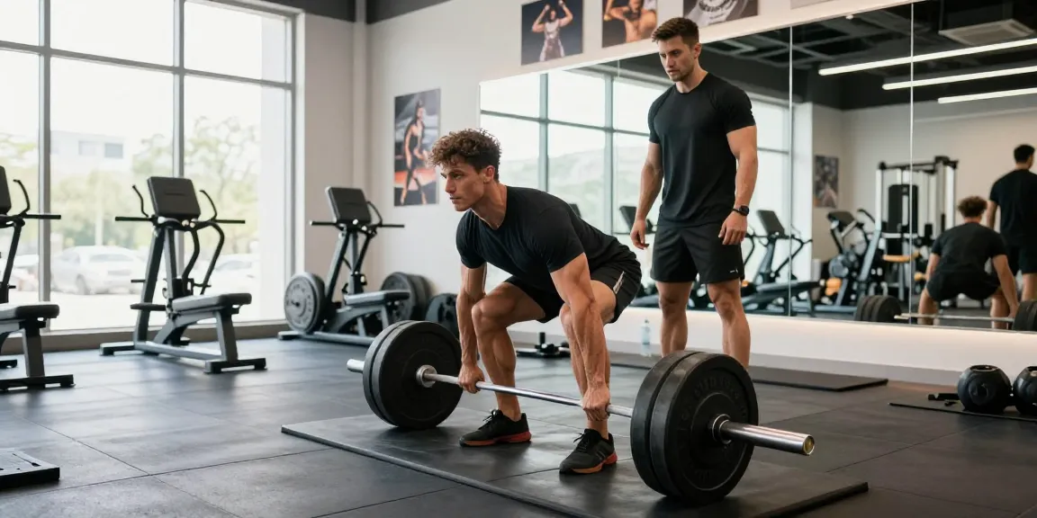 Bodybuilder im Selliza Shop Fitnessstudio beim Deadlift-Training mit perfekter Form.
