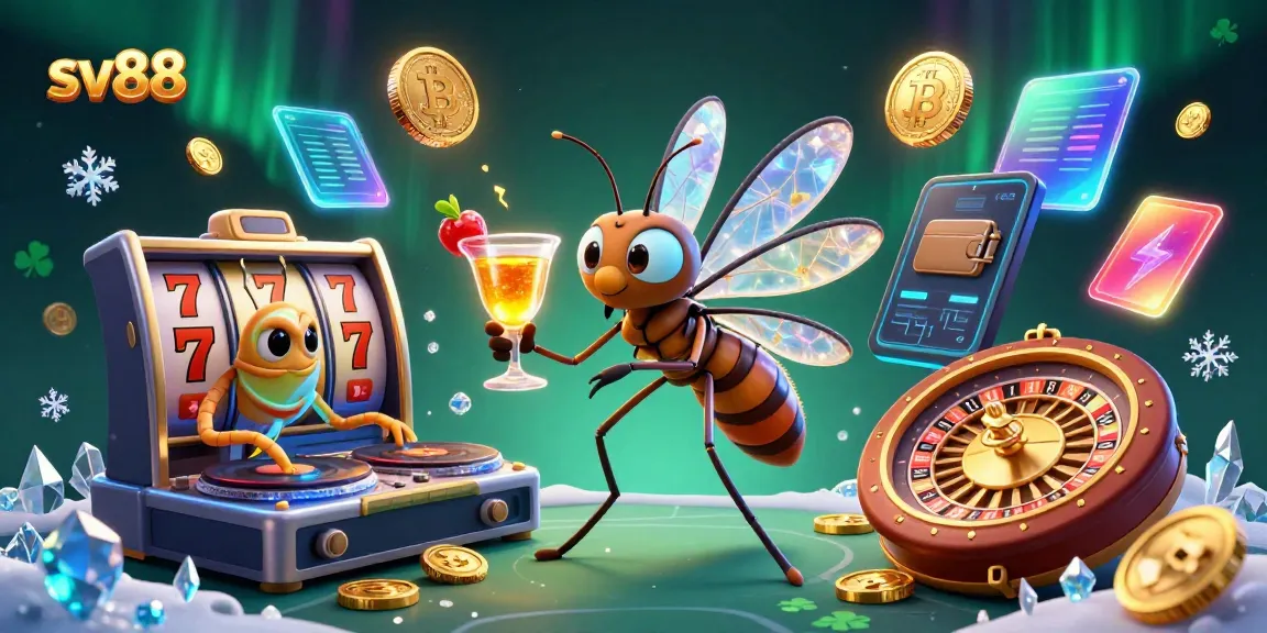 Engage with sv88's casino world featuring vibrant characters, golden cocktails, and lively gaming elements.