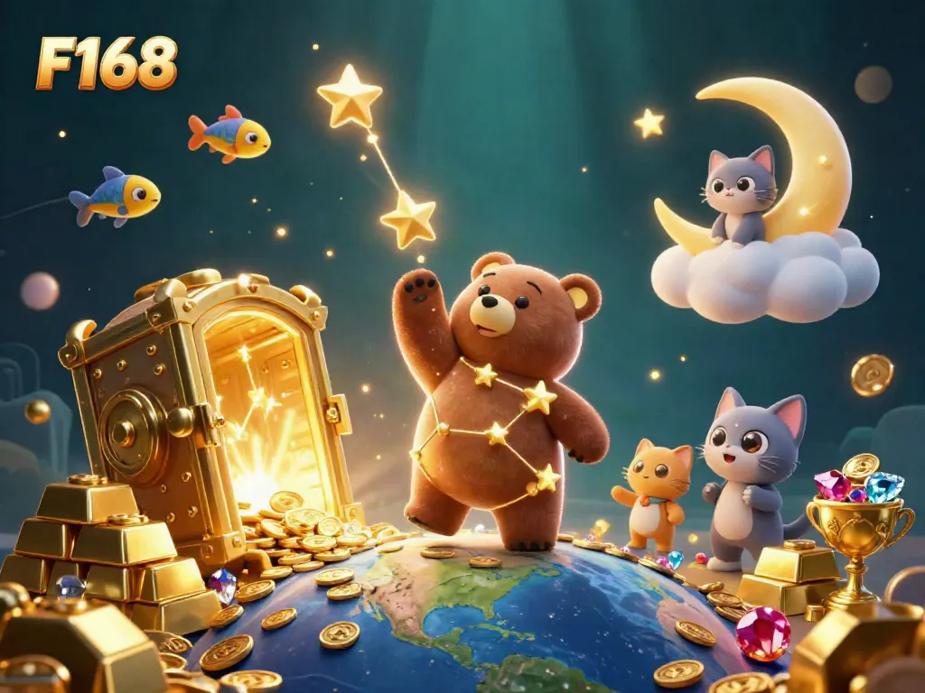 Engage with F168's magical online gaming world, featuring stunning 3D characters and exciting treasure elements.