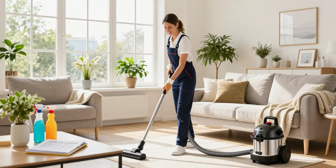Wohnungsreinigung Solothurn by a cleaning expert in a bright living room.
