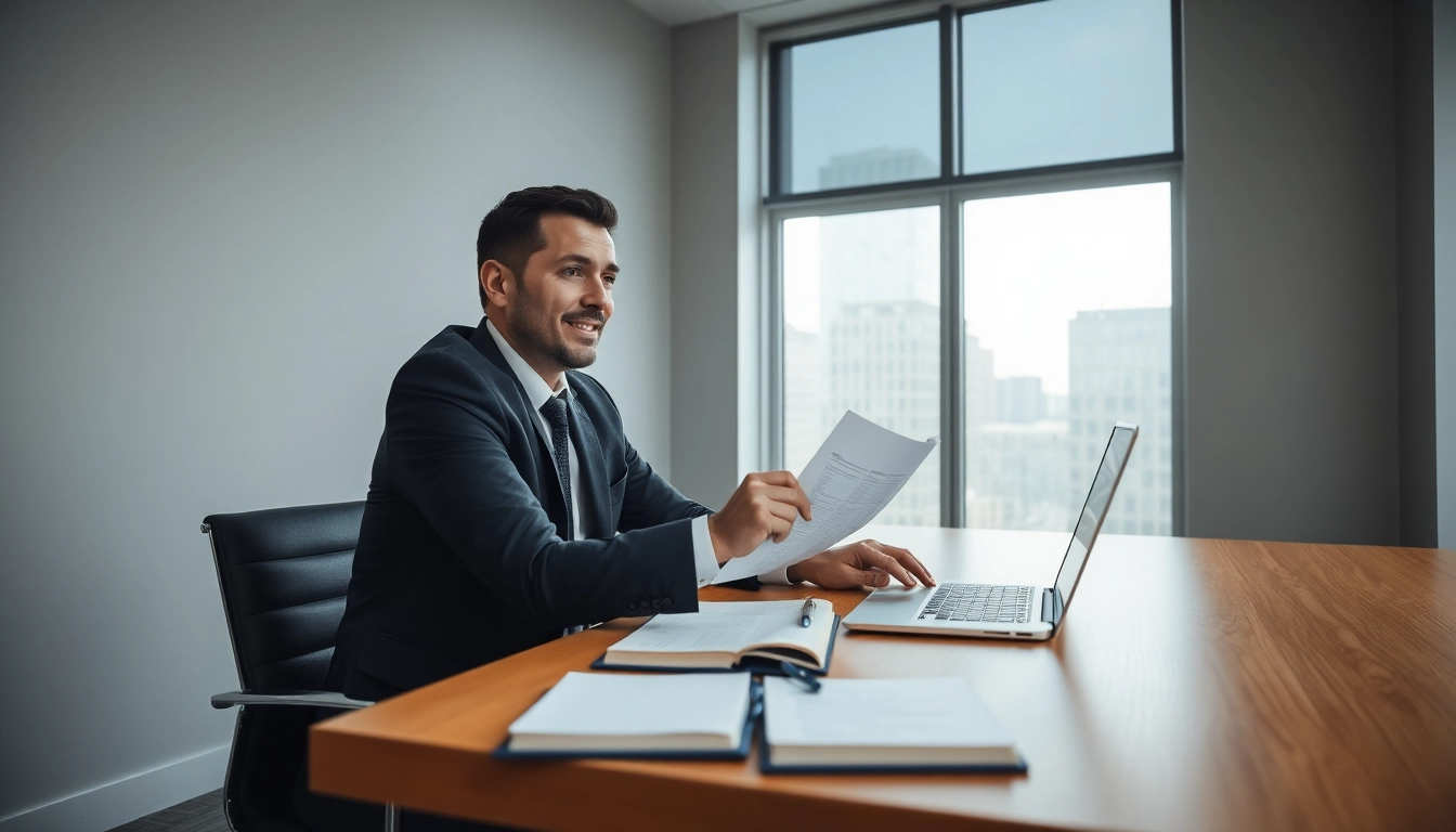 Professioneller Headhunter Vertrieb analysiert Lebensläufe in modernem Büro.