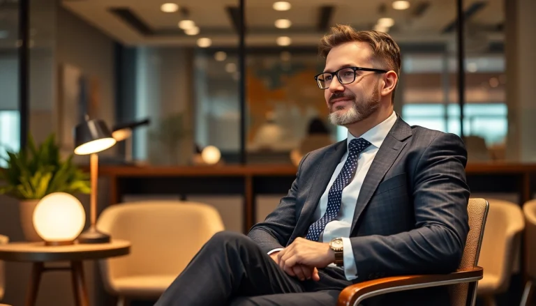 Headhunter berät professionell in einem modernen Büro, zwischen eleganten Accessoires und warmem Licht.