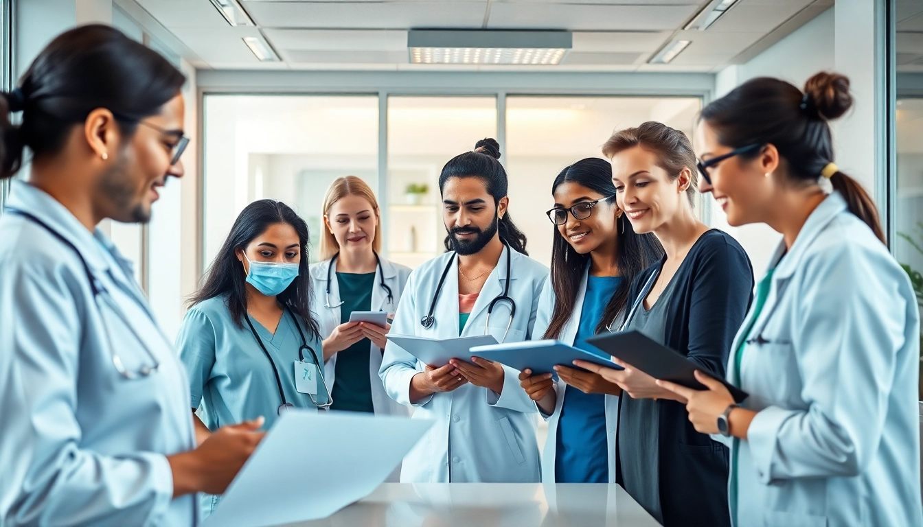 Engaged healthcare professionals discussing strategies for personalgewinnung in der pflege in a modern office setting.
