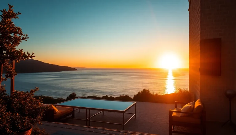 Exklusive nord zypern immobilien in malerischer Lage am Meer mit beeindruckendem Sonnenuntergang.