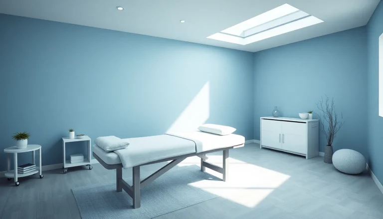 Physiotherapie behandlungsliege im modernen Therapiezentrum mit ergonomischem Design und hochwertiger Polsterung.