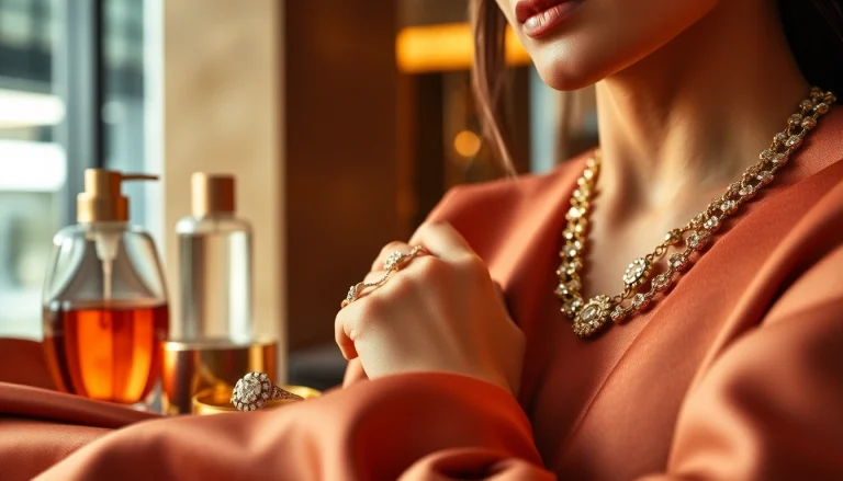 Showcase luxury jewelry and accessories displayed elegantly on a polished surface, highlighting its intricate details and sophistication.