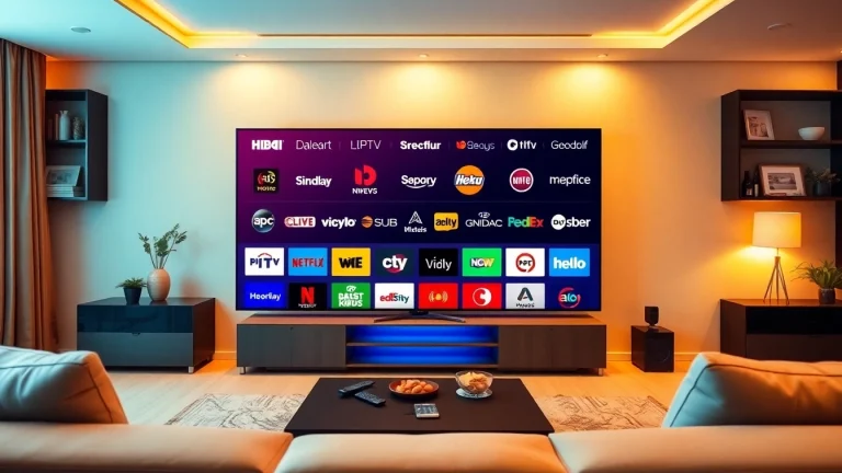 Stream high-quality content effortlessly with our IPTV kaufen service featuring a modern setup and multiple channel logos.