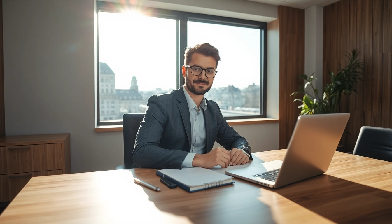 Headhunter Heidelberg bei der Arbeit in einem modernen Büro, professionell und engagiert.