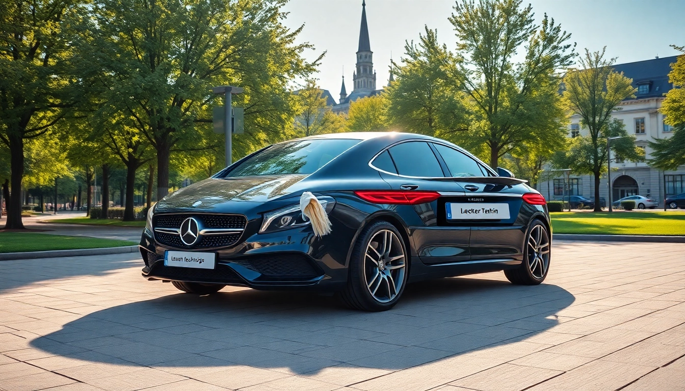 Leasing Rückgabe Termin München: Elegantes Auto vor Münchens Architektur, professionell aufbereitet.