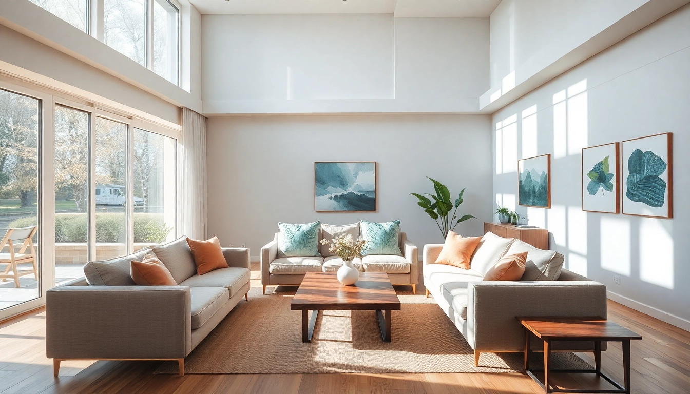 Gestalten Sie Ihren Raum: Modernes Wohnzimmer mit natürlichem Licht und stilvoller Einrichtung.