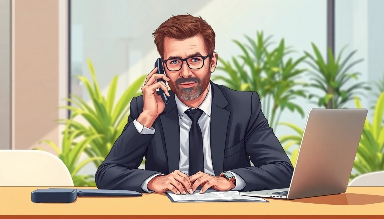 Headhunter Krefeld berät einen Kunden in einem modernen Büro.