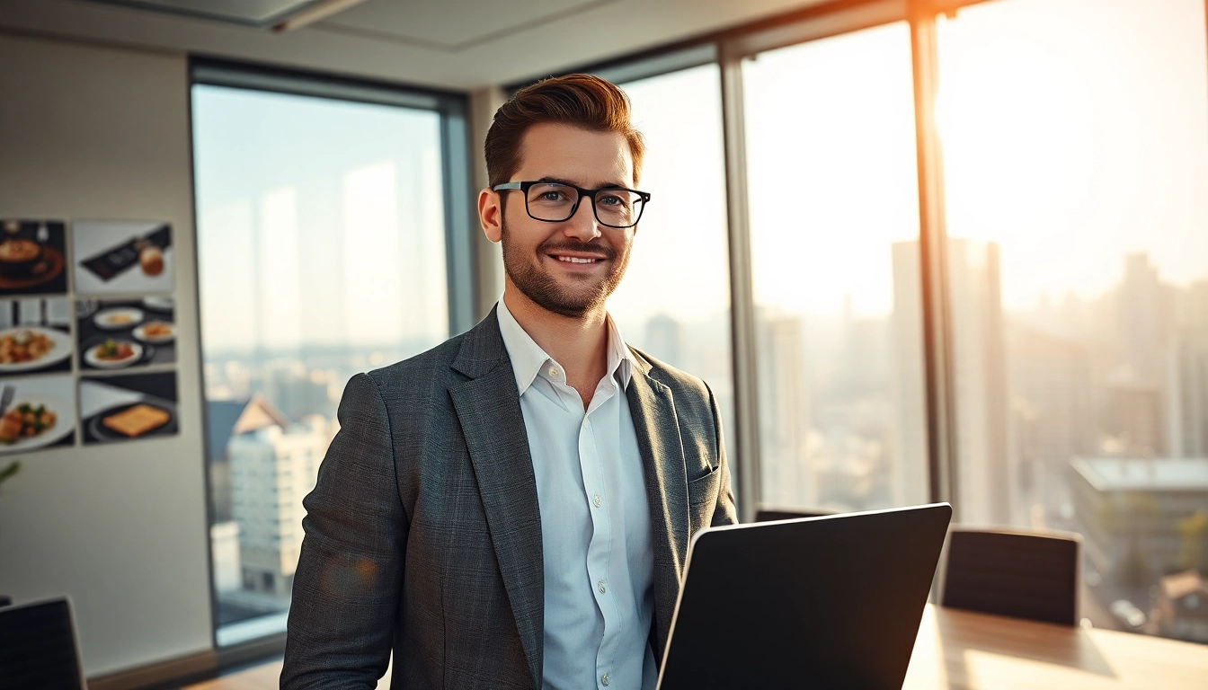Headhunter Gastronomie bei der Arbeit in einem modernen Büro, das eine inspirierende Atmosphäre schafft.